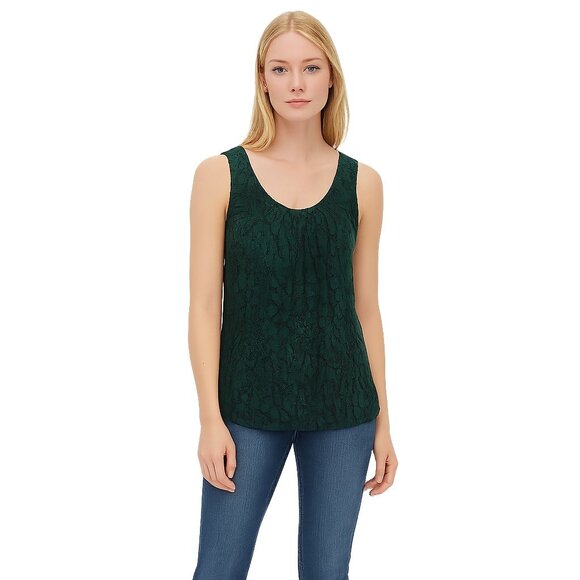 2/$30 New York and Co. Lace Tank Top Hunter Green XS #A0348 TRB2 - Picture 1 of 6
